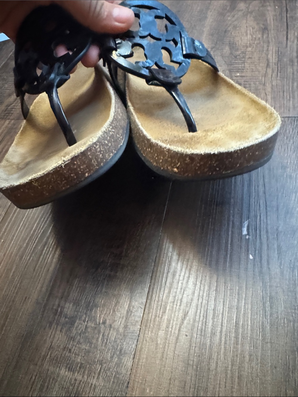 Tory Burch Miller Cloud sandals feature a black patent leather - Picture 5 of 14